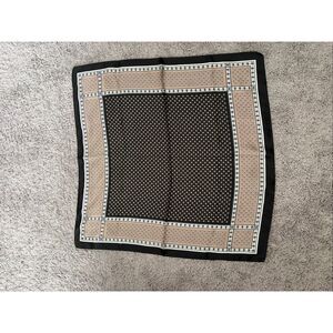 NEW Geometric Black Taupe Square Scarf Versatile Neck Hair Bag Accessory Wear Ev